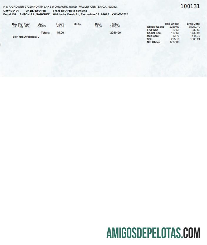 Recibo de pagamento do produtor de R&A em formatos PDF e Word exemplo real